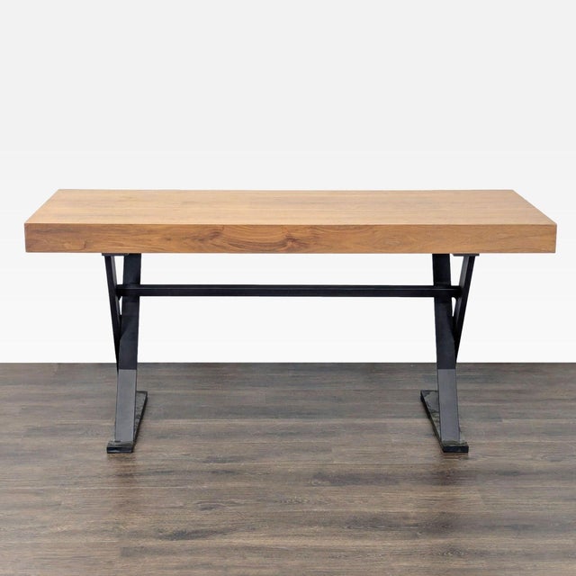 Wood Moe's Industrial Style Desk With Solid Wood Top and Metal Legs For Sale - Image 7 of 11