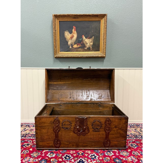 Mid 19th Century Antique Danish Dome Top Trunk Chest Blanket Box Storage Coffer Oak Mid 19th C For Sale - Image 5 of 18