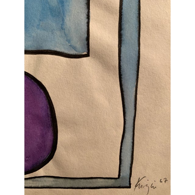 1960s Mid Century Abstract Watercolor Original Painting Nyc Artist For Sale - Image 5 of 7