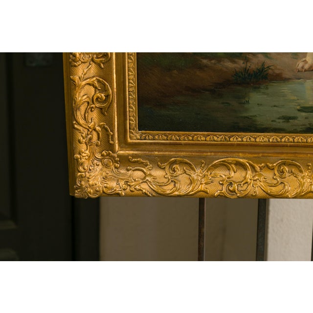 Signed Joost-Vincent De Vos 19th Century Oil Painting Depicting Hounds and Boy For Sale - Image 9 of 12