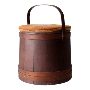 Antique Firkin Sugar Bucket With Needlepoint Lid