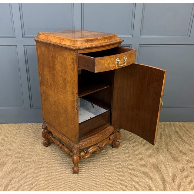 Tall Burr Walnut Pedestal Cupboards, 1910, Set of 2 For Sale - Image 10 of 18