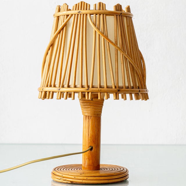 Vintage French Riviera Rattan Table Lamps in the Style of Louis Sognot, 1960s, Set of 2 For Sale - Image 11 of 12