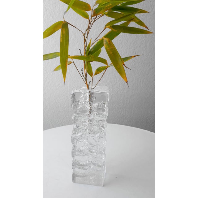 Ice Glass Block Vase, 1970s For Sale - Image 6 of 6