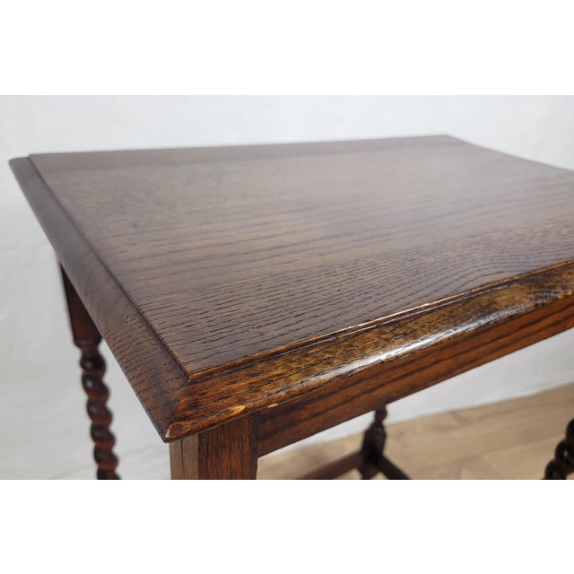Wood Vintage Rectangular Country Barley Twist Side Table, 1950 For Sale - Image 7 of 18