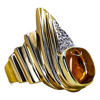 Late 20th Century Limoge Yellow Sapphire Ring, Size 6 For Sale