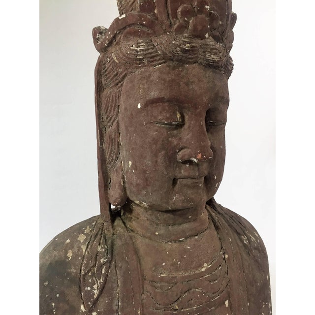 Chinese Artist, Large Bust of a Boddhisattva, 19th Century, Carved Wood For Sale - Image 3 of 9