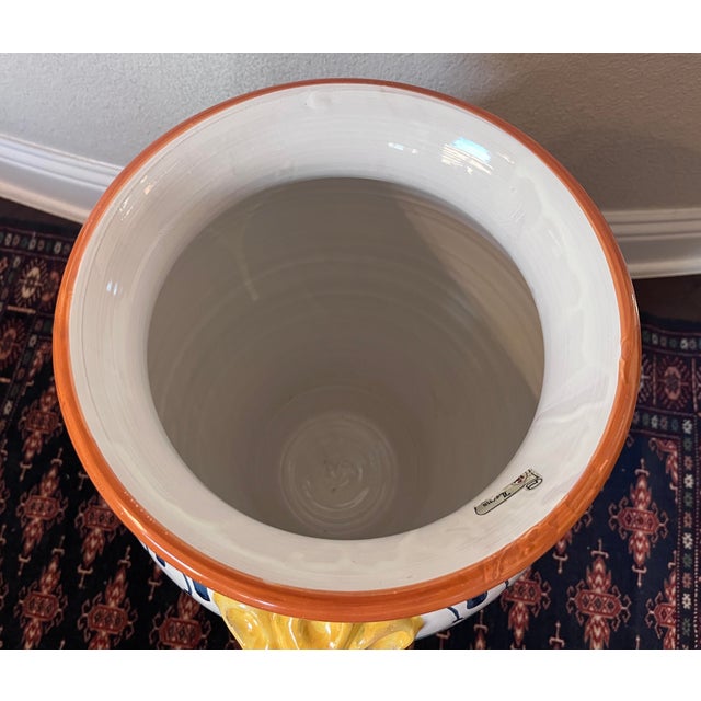 Vintage Leona Ceramiche Pottery 20” Umbrella Stand, Lemon Motif, Handmade in Florence, Italy For Sale - Image 10 of 10