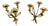 Three-Light Tripod Brass Candlesticks with Organic Floral Decoration, 1960s, Set of 2 For Sale