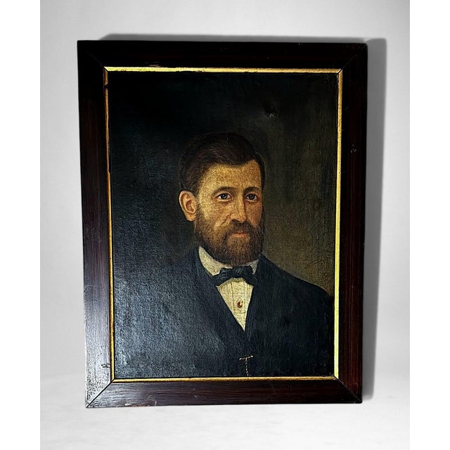 This refined oil on canvas portrait depicts an elegant gentleman of the French upper bourgeoisie during the second half of...