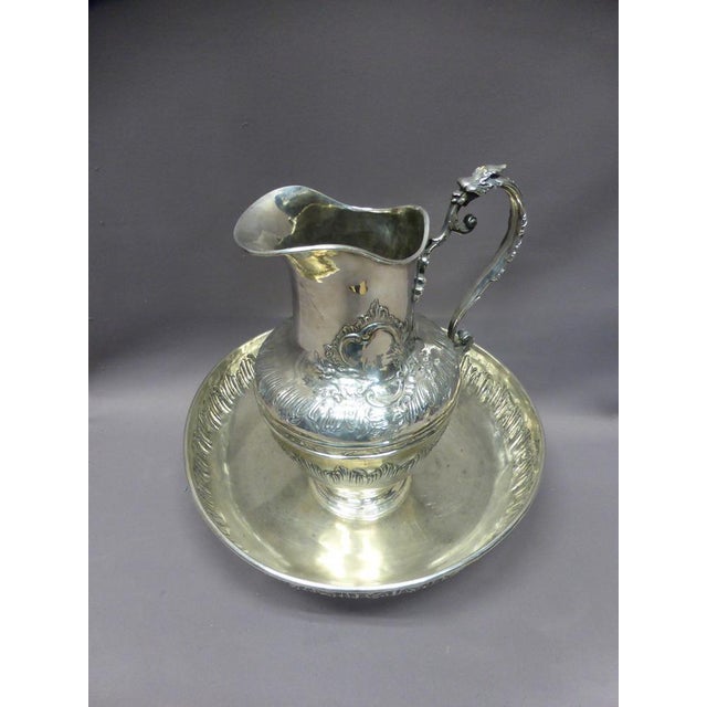 19th Century Silver Plated Basin and Ewer, Set of 2 For Sale - Image 9 of 12
