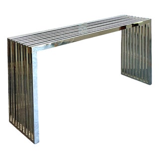 Vintage Chrome Slat Console Table After Ralph Lauren For Sale