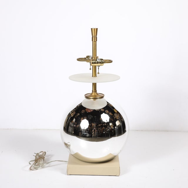 Modernist Mercury Glass Table Lamps With Leather Wrapped Bases by Lorin Marsh For Sale - Image 15 of 17