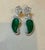 Arts & Crafts 20 Ct Fine Emerald Cabochon & 4 Ct Rose Cut Diamond 18 Kt White Gold Earrings For Sale - Image 3 of 18