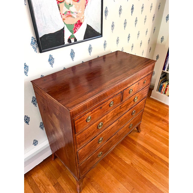 Wood Antique Early 1800s Scottish Neoclassical Mahogany Chest of Drawers With Ebony Inlay For Sale - Image 7 of 17