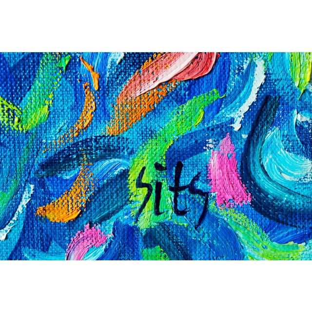 Blue Artist Andrei Sitsko "Reflection in the Water" Modern Original Painting For Sale - Image 8 of 13