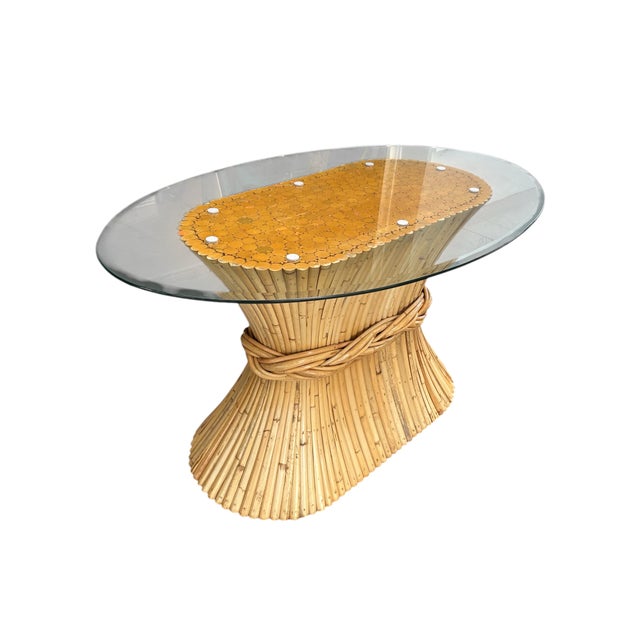 Vintage McGuire "Sheaf of Wheat" Oval Center Table, San Francisco, California, Circa 1970s/1980s For Sale In West Palm - Image 6 of 12