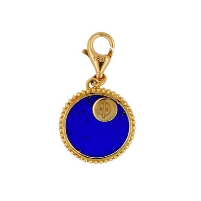 Diamond Shooting Star Celestial Sky Zodiac Heaven Space Galaxy Universe Medallion Charm 18 Karat Yellow Gold Blue Lapis...