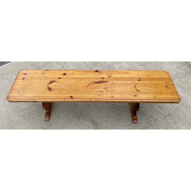 French Country Brutalist Trestle Bench For Sale - Image 4 of 10
