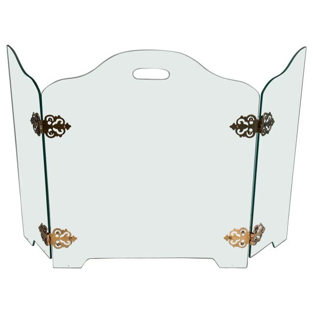 Glass Fireplace Screen with Bronze Hinges For Sale - Image 13 of 13