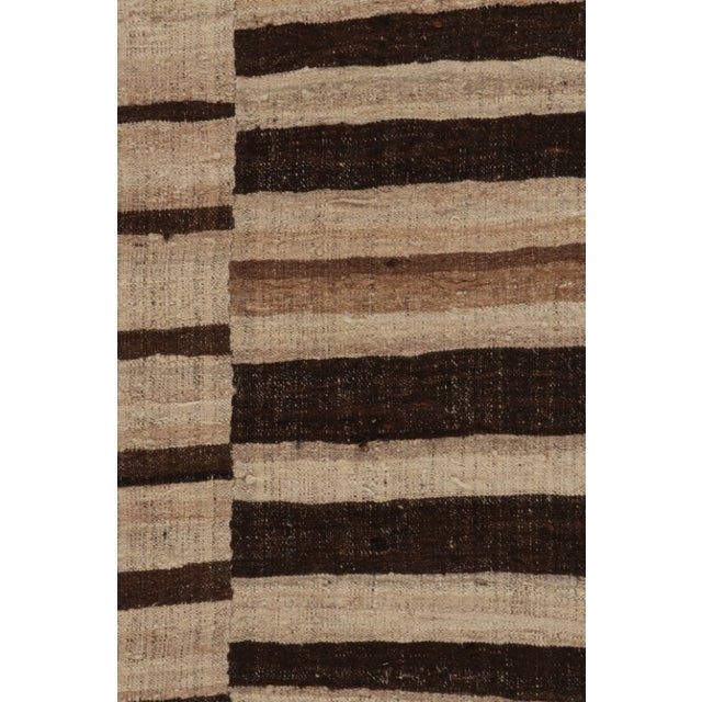 1950s 1950s, Vintage Persian Kilim Rug in Panel, Beige-Brown Stripes by Rug & Kilim For Sale - Image 5 of 6