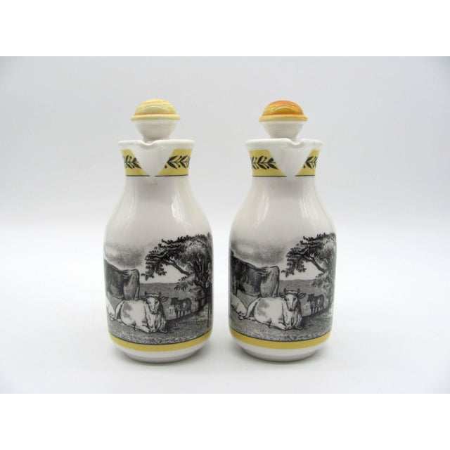 1990s Villeroy & Boch Audun Ferme Vinegar & Oil Cruet Dispenser - A Pair For Sale - Image 5 of 13