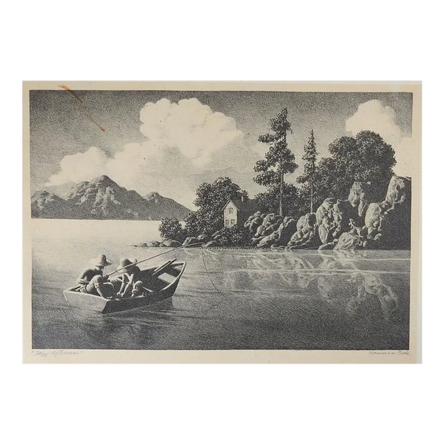 Vintage 1943 Hannes Bok Lazy Afternoon Lithograph For Sale