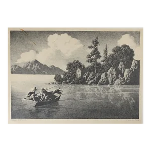 Vintage 1943 Hannes Bok Lazy Afternoon Lithograph