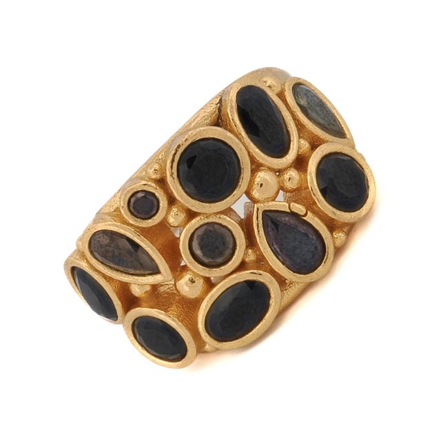 Teardrop Onyx Stone & Gold Adjustable Statement Ring, Size 4 For Sale In Miami - Image 6 of 8