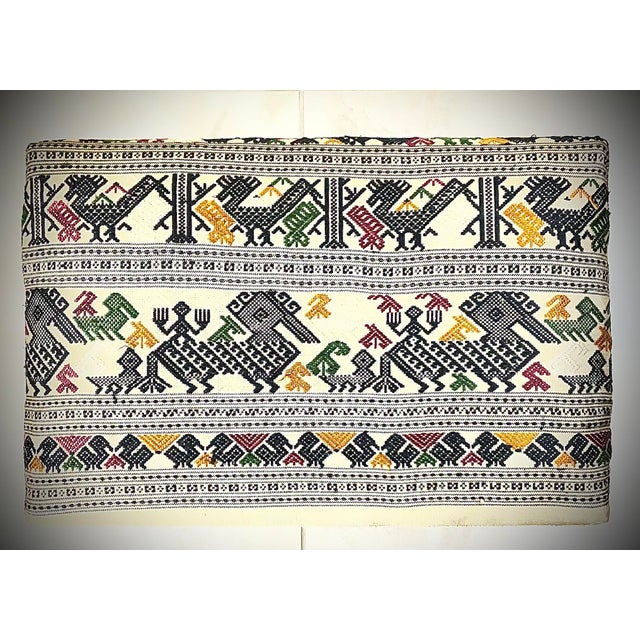 Vintage Boho Footstool – Hand Embroidery Suzani & Solid Wood. For Sale - Image 12 of 17