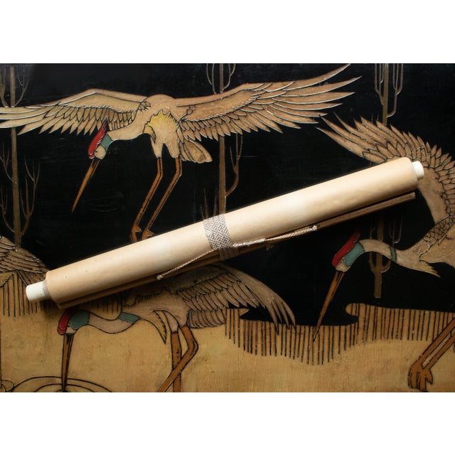 Gray "Carp Leaping" by Masayuki, Showa Era Japanese Printed Silk Scroll For Sale - Image 8 of 11