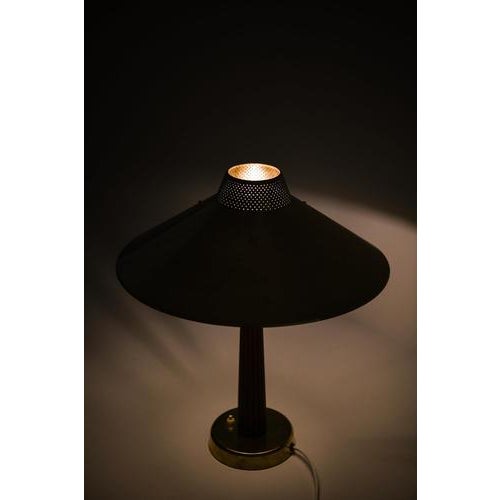 Table Lamp in Brass and Mahogany from Hans Bergström, 1950s For Sale - Image 9 of 10