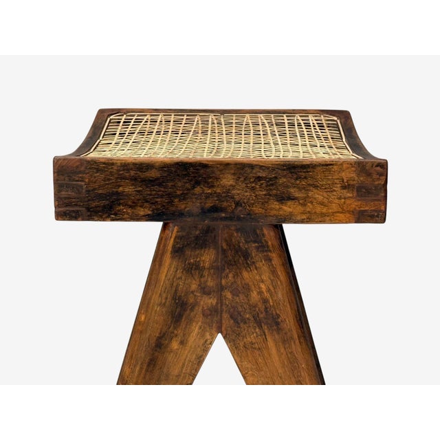 Pierre Jeanneret, Low Cane Stools, Teak, Cane, Chandigarh, India, 1960s For Sale - Image 13 of 13