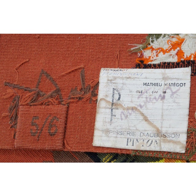 Rug & Kilim Vintage Signed Matégot Aubusson Frémissement Abstract Tapestry - Rug & Kilim For Sale - Image 4 of 4