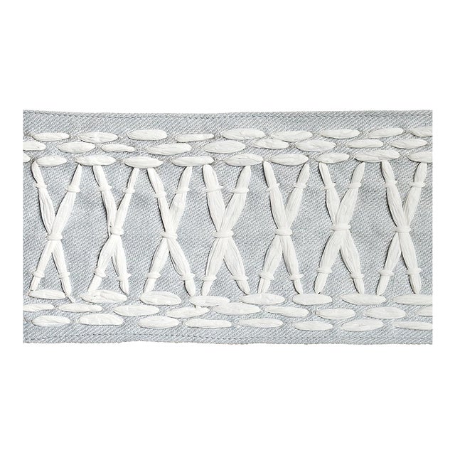 Sample - Schumacher X Mary McDonald Tikki Tape Trim in Sky For Sale