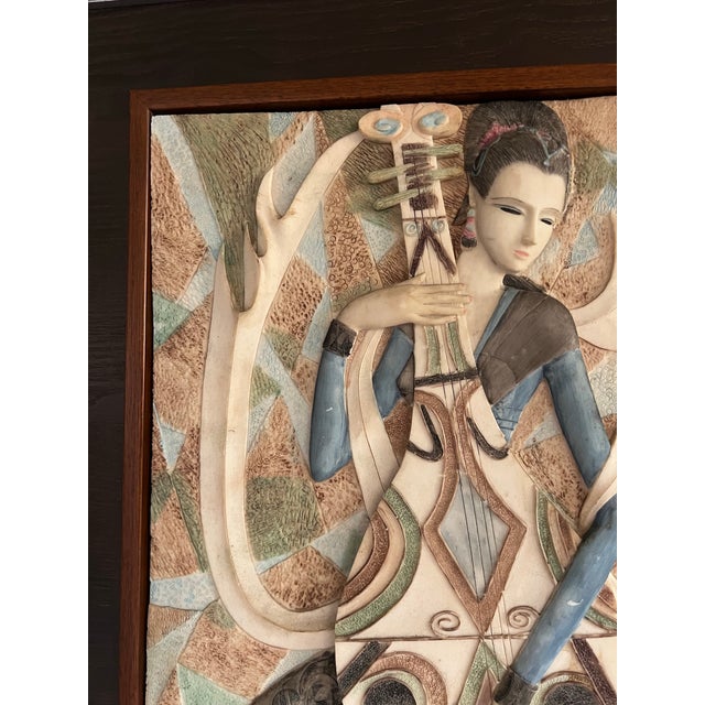 Vintage 1980s Ting Shao Kuang Style Wall Art Hand Painted (25 X 25) For Sale - Image 4 of 10