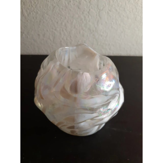 Vintage Cristal D Arques France Iridiscent Snowball Single Candle Votive For Sale In Dallas - Image 6 of 7