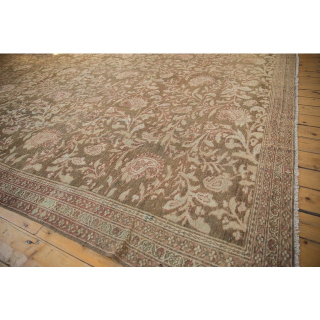 Olive Vintage Distressed Malayer Carpet - 12'1" x 14'11" For Sale - Image 8 of 13