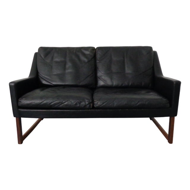 Mid-Century Rosewood & Leather 2-Seater Sofa by Rudolf Glatzel for Kill International, 1960s For Sale