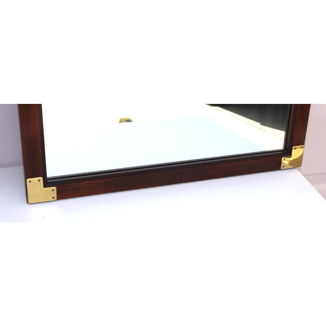 Mid-Century Modern Pair of Vintage Campaign Henredon Wall Mirrors / Dresser Mirror For Sale - Image 3 of 8