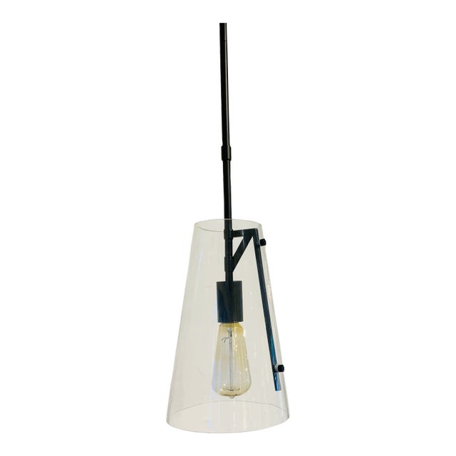Modern Metal and Glass Pendant Light For Sale