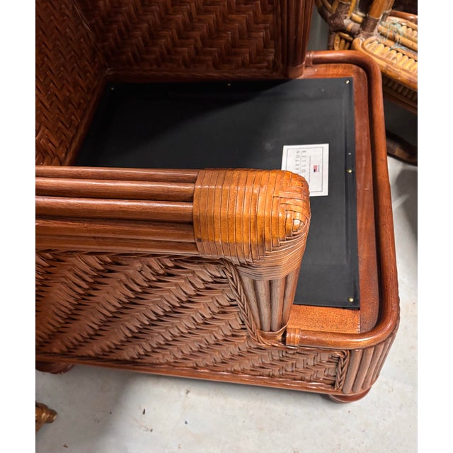 Beautiful Rattan Wicker Lounge Chair Made in Usa by Braxton Culler. Comfort and Beauty Will Make This Your “Go To” Lounge and Reading Chair For Sale - Image 11 of 12
