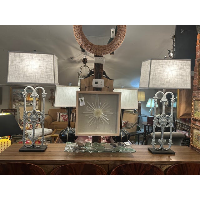 Architectural Iron Fragment Table Lamps -a Pair For Sale - Image 10 of 10