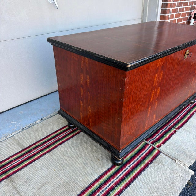 19th C. Manheim PA Flame-Grain Painted Blanket Chest with Key An exceptional 19th-century Pennsylvania German grain-...