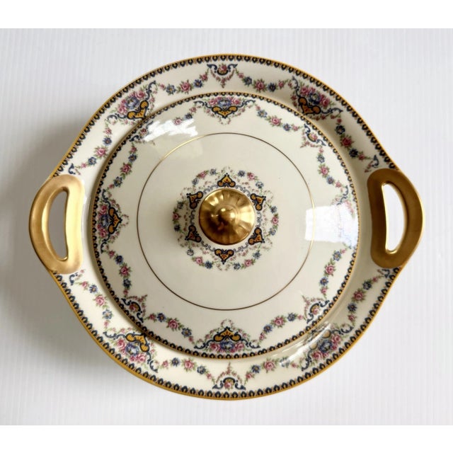 Ceramic Mid 20th Century Theodore Haviland Dora Covered Vegetable Serving Dish Bowl Floral Limoges France For Sale - Image 7 of 15