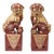 1950's Rare Kutani Japanese Ceramic Hand Painted 22 Carat Gold Painted Foo Dog Lions Pair Of For Sale