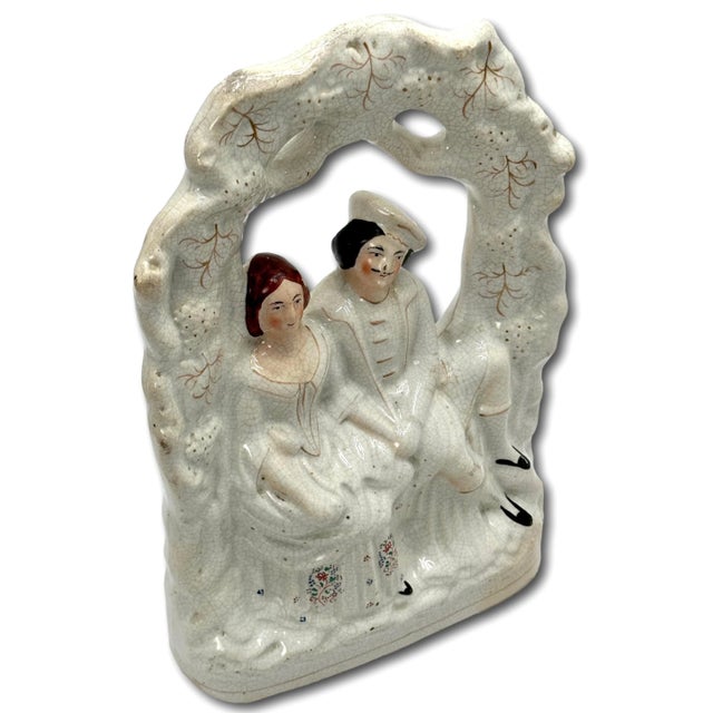 Large Mid 19th Century Antique English Staffordshire Pottery Queen Victoria & Prince Albert Garden Trellis Figure For Sale In Boston - Image 6 of 12