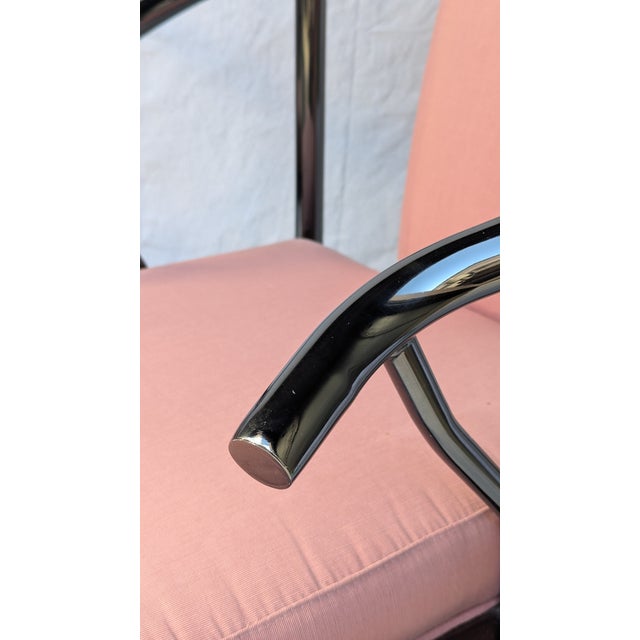 1980s Pair of 1985 Design Institute of America Chrome Ming Armchairs on Casters For Sale - Image 5 of 12