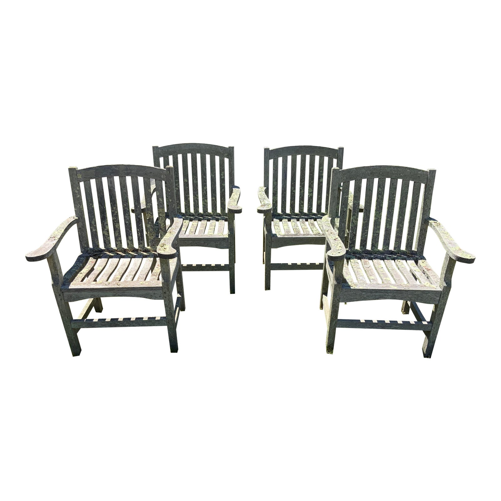 Lichen Encrusted Teak Chairs Set of Four Chairish