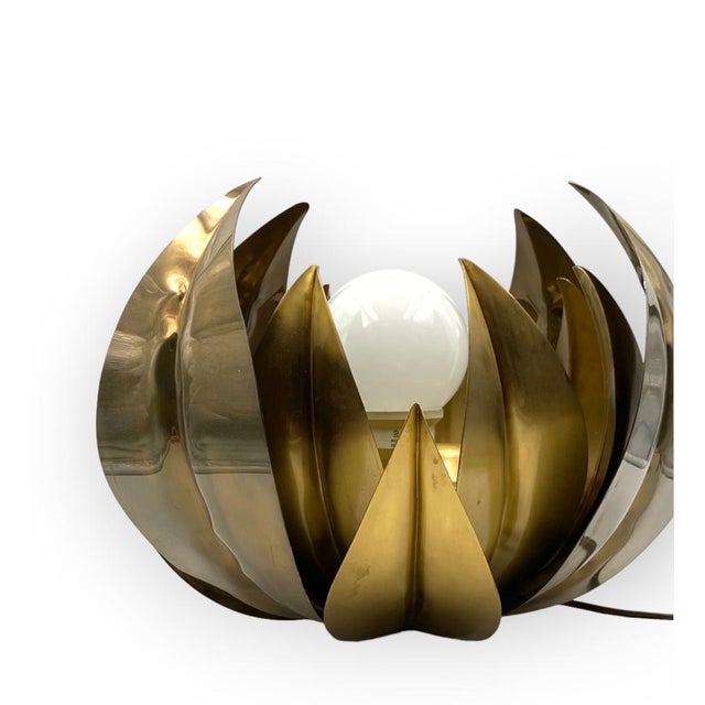 Lotus Flower Floor or Table Lamp in Brass attributed to Bottega Gadda, Italy, 1970s For Sale - Image 9 of 18